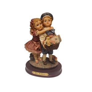 VINTAGE De Elina Girl and Boy Figurine on stand